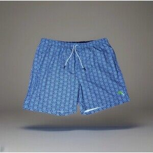Unbranded Swim Trunks Men's XL Blue Geometric Print Mesh Lined Logo